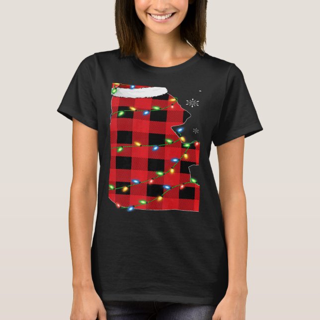 Xmas Lights Red Buffalo Plaid Panda Christmas Paja T Shirt (Framsida)
