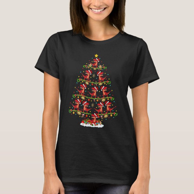 Xmas Lights Santa Allosaurus Dinosaur Christmas Tr T Shirt (Framsida)