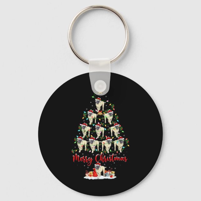 Xmas Lights Santa English Mastiff Dog Christmas Tr Nyckelring (Framsida)