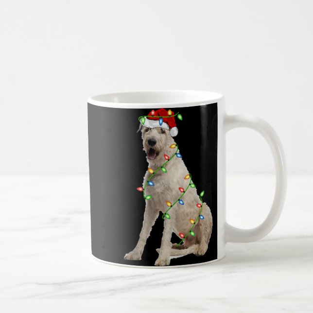 Xmas Lights Santa Hat Irish Wolfhound Dog Christma Kaffemugg (Höger)