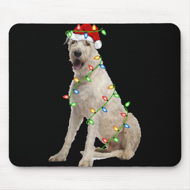 Xmas Lights Santa Hat Irish Wolfhound Dog Christma Musmatta (Framsidan)