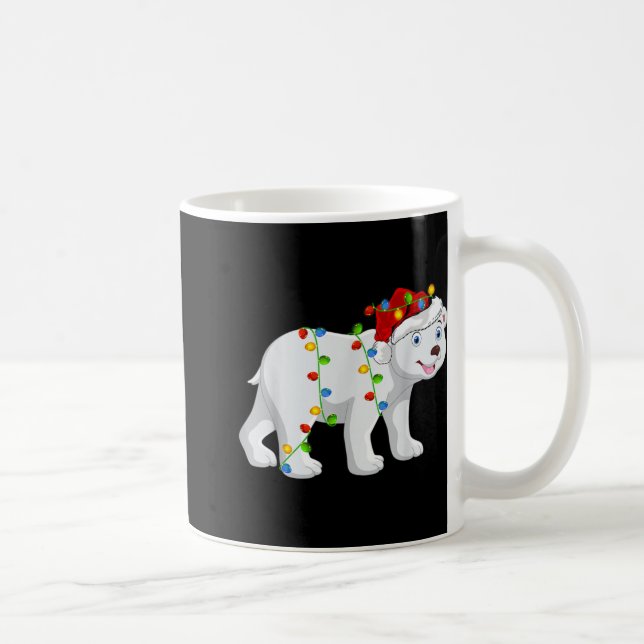 Xmas Lights Santa Hat Lar Bear Christmas  Kaffemugg (Höger)