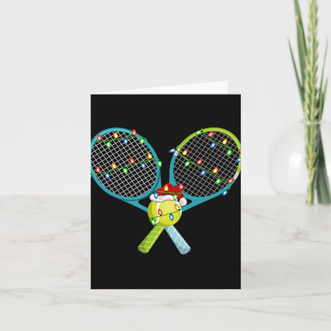 Xmas Lights Santa Hat Tennis Christmas Premium  Kort (Framsida)