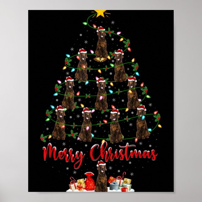Xmas Lights Santa Irish Setter Dog Christmas Tree  Poster (Framsidan)