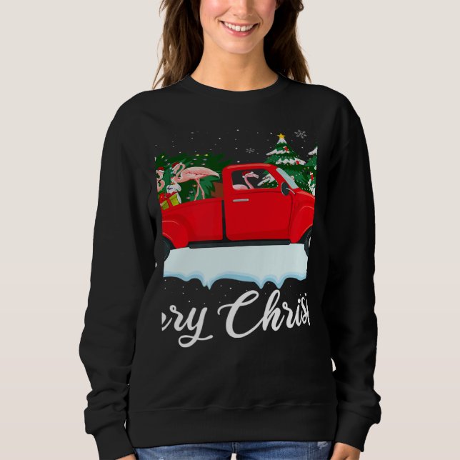 Xmas Lights Tree Santa Flamingo Red Truck Merry Ch T Shirt (Framsida)