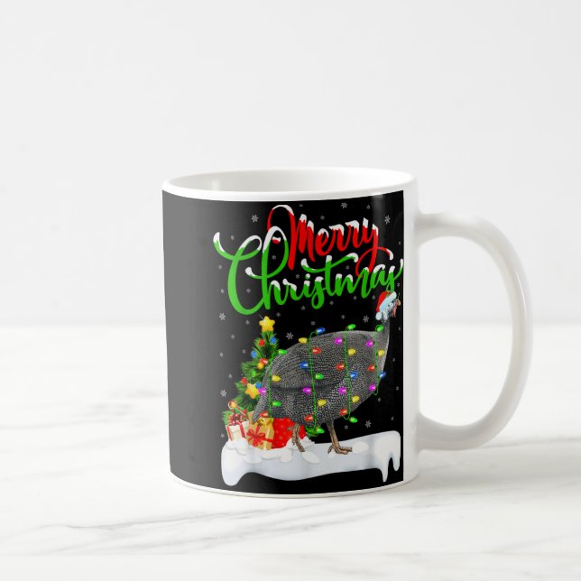 Xmas Lights Tree Santa Guinea Fowl Bird Merry Chri Kaffemugg (Höger)