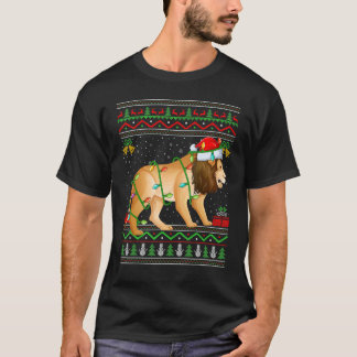 Xmas Lights Ugly Sweater Style Santa Mountain Lion T Shirt