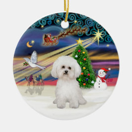 Xmas Magic - Bichon Frise 2 Julgransprydnad Keramik