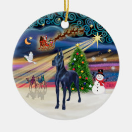Xmas Magic - Blå Grand Danois Julgransprydnad Keramik
