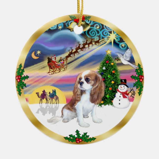 Xmas Magic - Blenheim Cavalier Julgransprydnad Keramik (Framsidan)