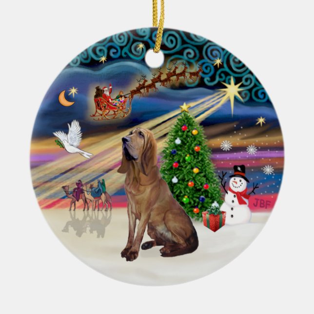 Xmas Magic - Bloodhound Julgransprydnad Keramik (Framsidan)