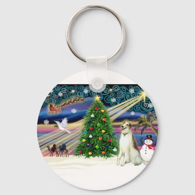 Xmas Magic-Borzoi Nyckelring (Framsida)