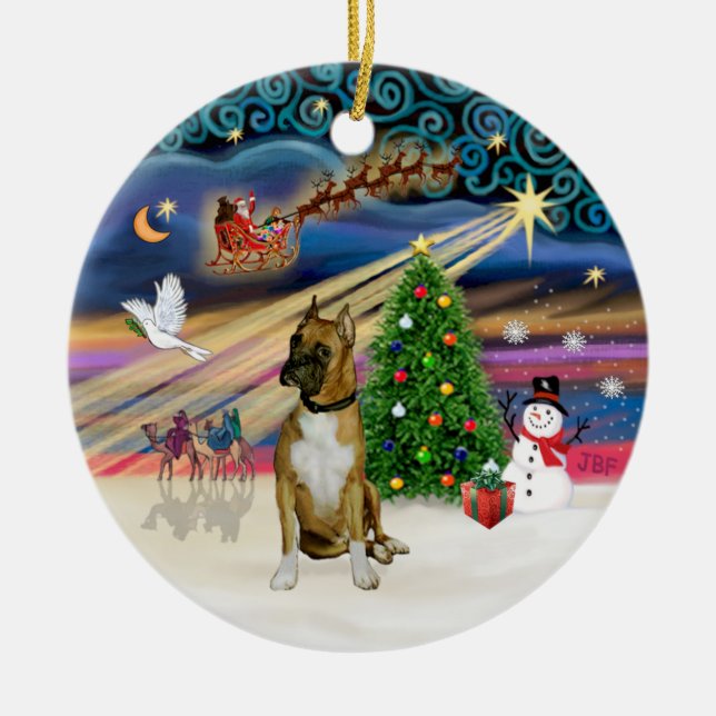 Xmas Magic - Boxer 3 (svart mask) Julgransprydnad Keramik (Framsidan)