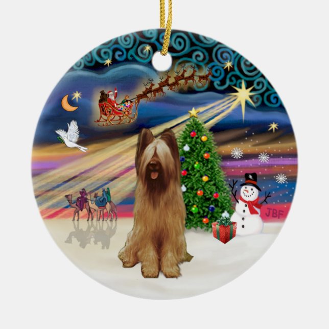 Xmas Magic - Briard (fawn) Julgransprydnad Keramik (Framsidan)