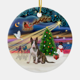 Xmas Magic - Bull Terrier (brun-vit0 Julgransprydnad Keramik