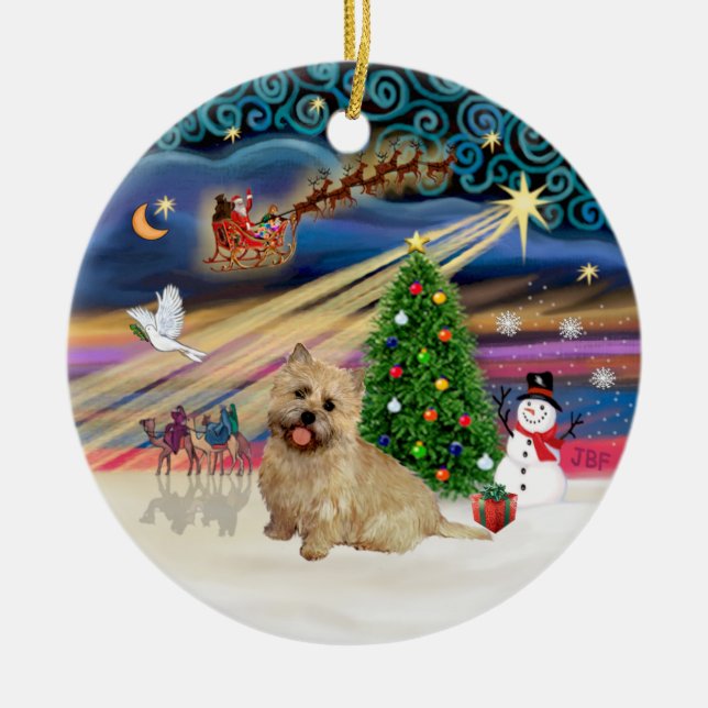 Xmas Magic - Cairn Terrier (vete 13) Julgransprydnad Keramik (Framsidan)