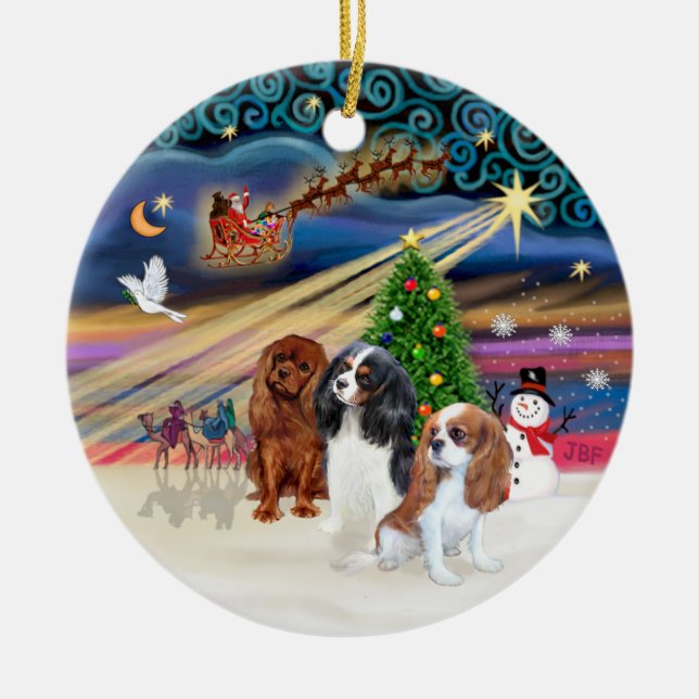 Xmas Magic - Cavaliers (tre) Julgransprydnad Keramik (Framsidan)