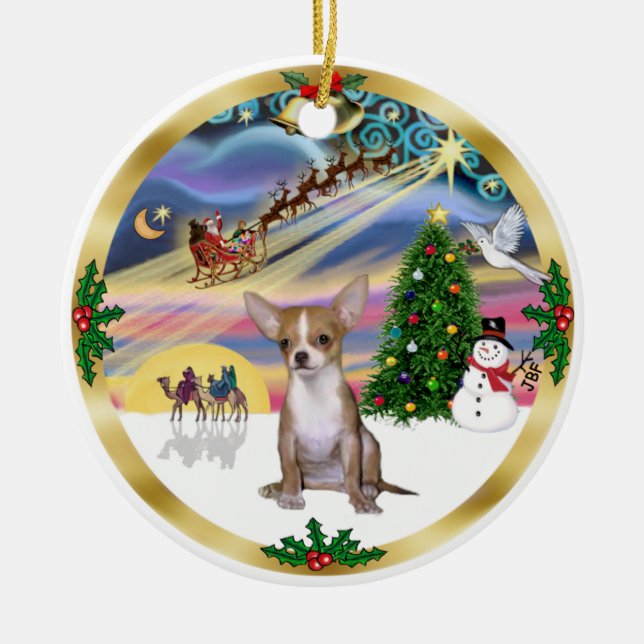 Xmas Magic - Chihuahua1 Julgransprydnad Keramik (Framsidan)