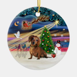 Xmas Magic - Dachshund (brun 2) Julgransprydnad Keramik