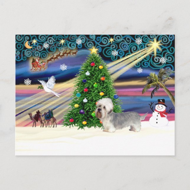 Xmas Magic-Dandi Dinmont grå Helg Vykort (Framsida)