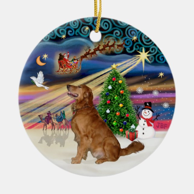 Xmas Magic -  Golden Retriever (B-Prof) Julgransprydnad Keramik (Framsidan)