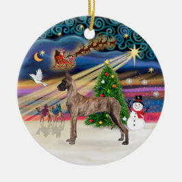 Xmas Magic - Grand Danois (brunrandig stående) Julgransprydnad Keramik