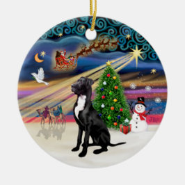 Xmas Magic - Grand Danois (svart- naturlig) Julgransprydnad Keramik