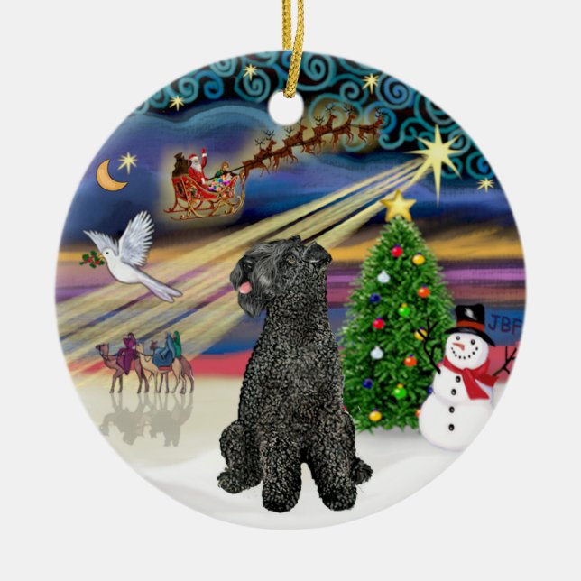 Xmas Magic - Kerry Blue Terrier Julgransprydnad Keramik (Framsidan)