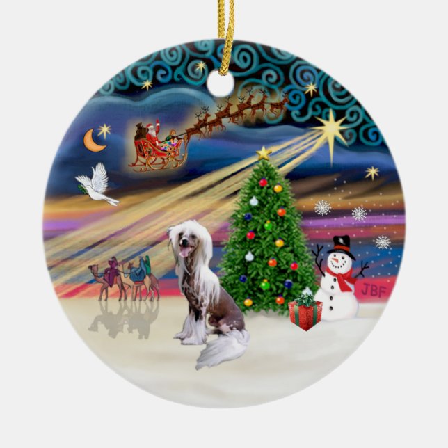 Xmas Magic - Kinesisk nakenhund Julgransprydnad Keramik (Framsidan)