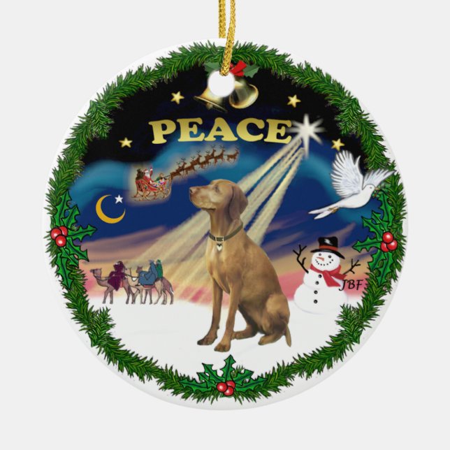 Xmas Magic (krans) - Vizsla #2 Julgransprydnad Keramik (Framsidan)
