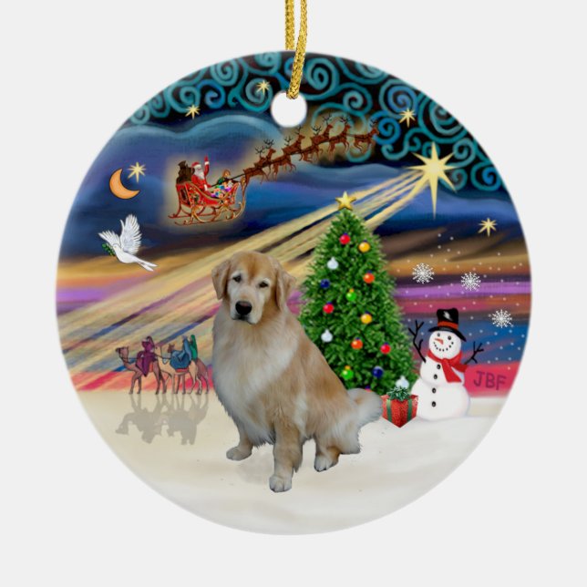 Xmas Magic - Ljus Guldbjörn 10 Julgransprydnad Keramik (Framsidan)