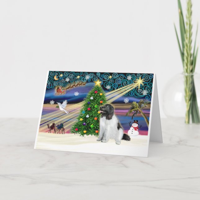 Xmas Magic-Newfie-Landseersit Helgkort (Framsida)