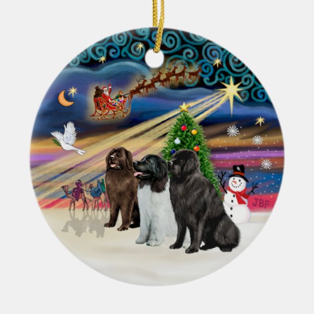 Xmas Magic - Newfoundland (TRE) Julgransprydnad Keramik (Framsidan)