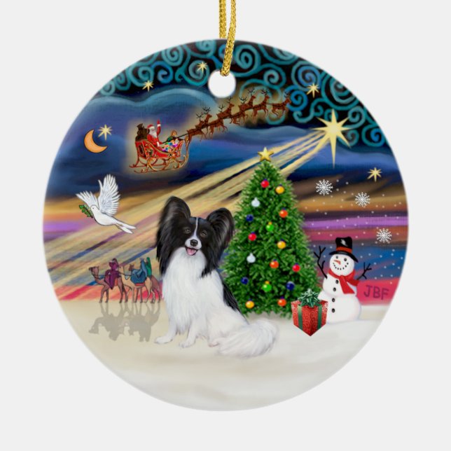 Xmas Magic - Papillion (svart-vit) Julgransprydnad Keramik (Framsidan)