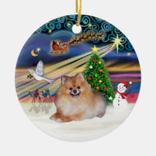 Xmas Magic - Pomeranian 4 Julgransprydnad Keramik