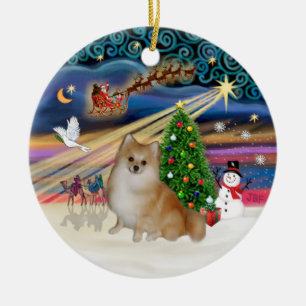 Xmas Magic - Pomeranian (ljust röd) Julgransprydnad Keramik