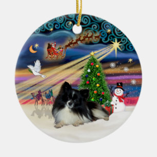 Xmas Magic - Pomeranian (svart-vit) Julgransprydnad Keramik
