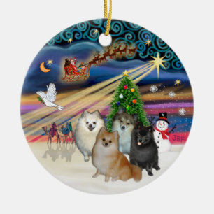 Xmas Magic - Pomeranians (FYRA), Xmas Musik - P... Julgransprydnad Keramik