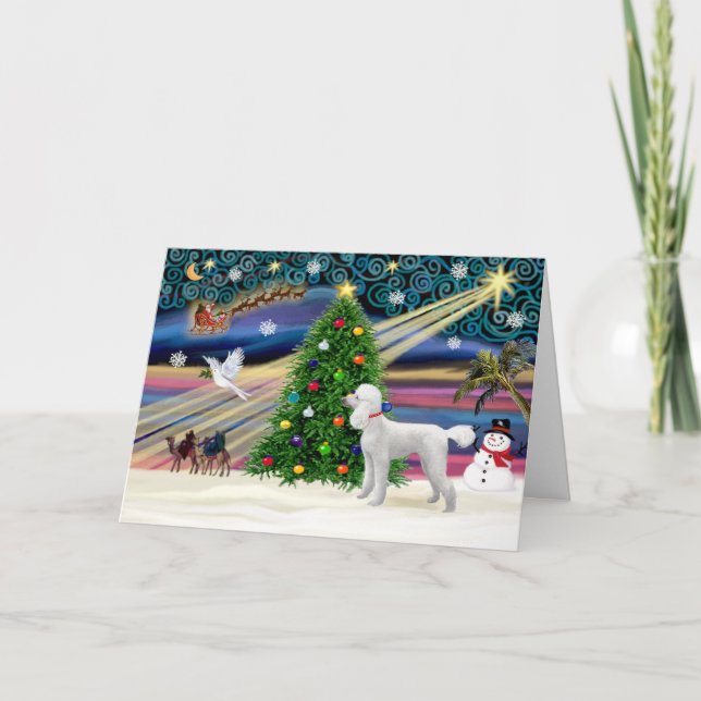 Xmas Magic-Pudel-Std-Vit Helgkort (Framsida)