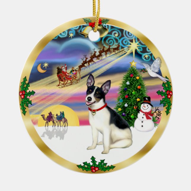 Xmas Magic - Råttterrier Julgransprydnad Keramik (Framsidan)