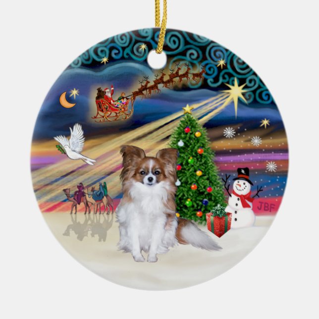 Xmas Magic - Röd Sabel Papillon Julgransprydnad Keramik (Framsidan)