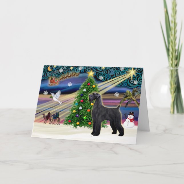 Xmas Magic-Schnauzer-Svart-Jätte Helgkort (Framsida)