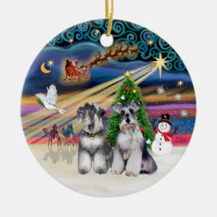 Xmas Magic - Schnauzer (Två) Julgransprydnad Keramik