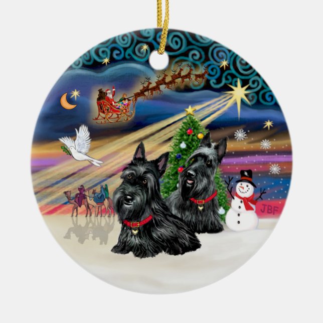 Xmas Magic - Scotties (TVA) Julgransprydnad Keramik (Framsidan)
