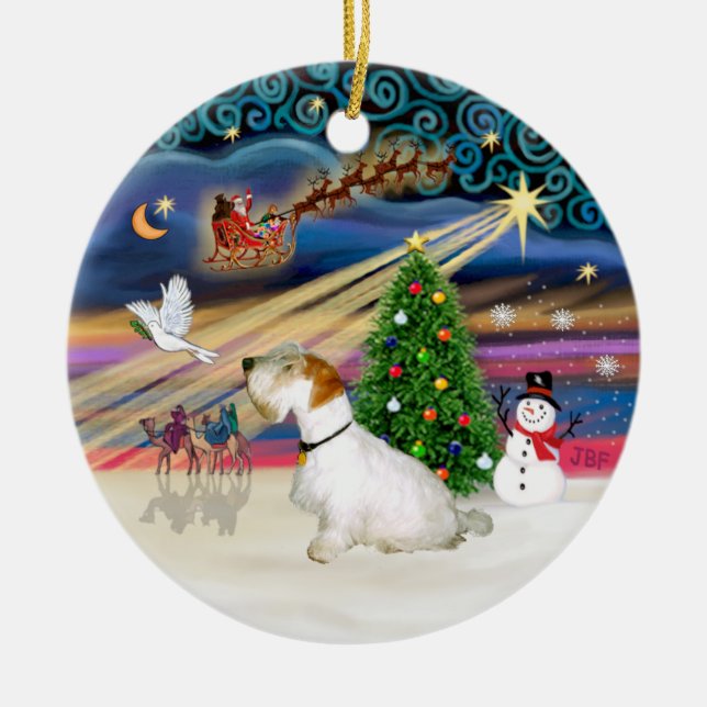 Xmas Magic - Sealyham Terrier (L-sit) Julgransprydnad Keramik (Framsidan)
