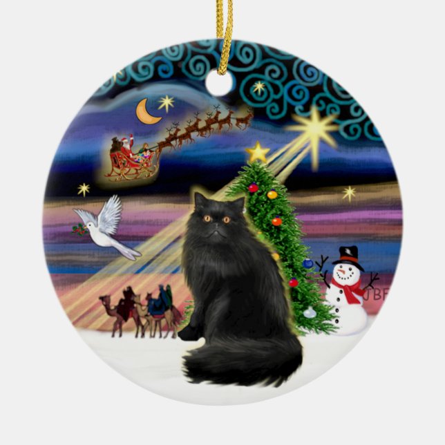 Xmas Magic - Svart perserkat Julgransprydnad Keramik (Framsidan)