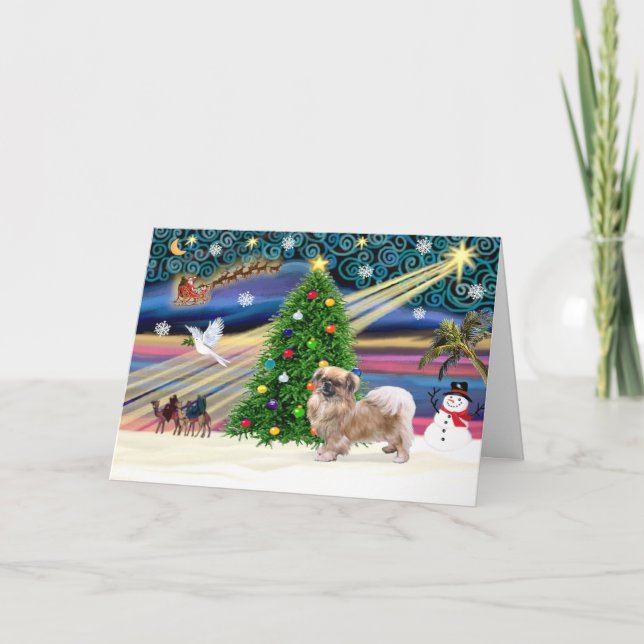Xmas Magic-Tibetansk Spaniel Helgkort (Framsida)
