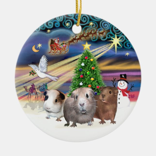 Xmas Magic - Tre Marsvin Julgransprydnad Keramik (Framsidan)