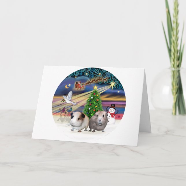 Xmas Magic - Två marsvin Helgkort (Framsida)