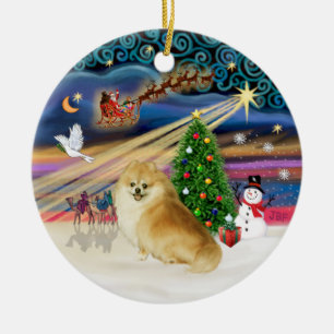 Xmas Magic - Varg Sable Pomeranian Julgransprydnad Keramik